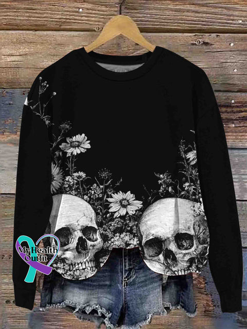 Gothic Skull Garden Art Sweatshirt Multicolor / S