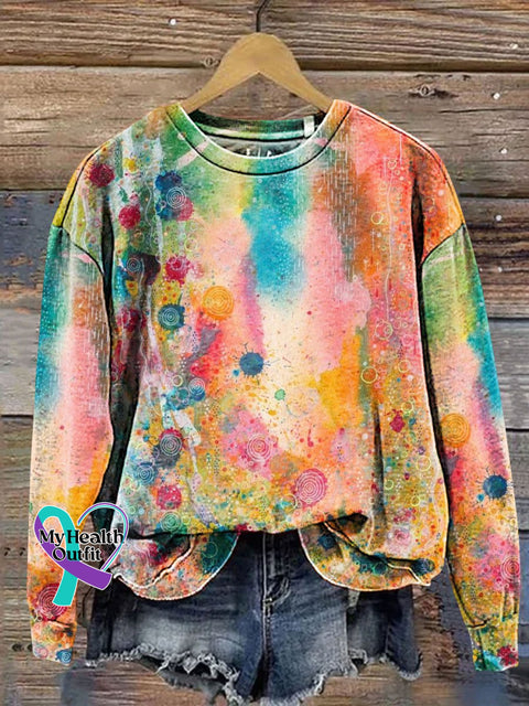 Gradient Art Print Casual Sweatshirt Multicolor / S