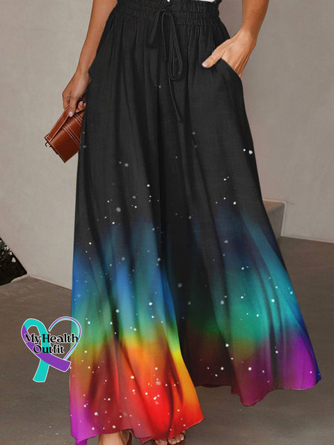 Gradient Art Rainbow Wide Leg Pants