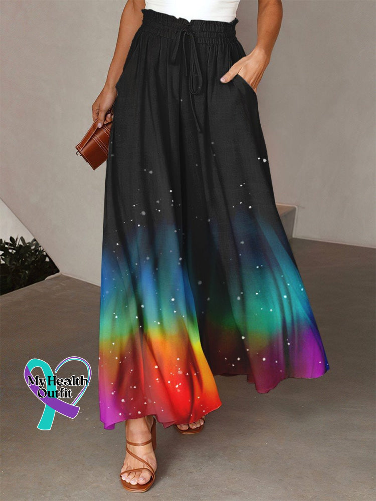 Gradient Art Rainbow Wide Leg Pants Color / S