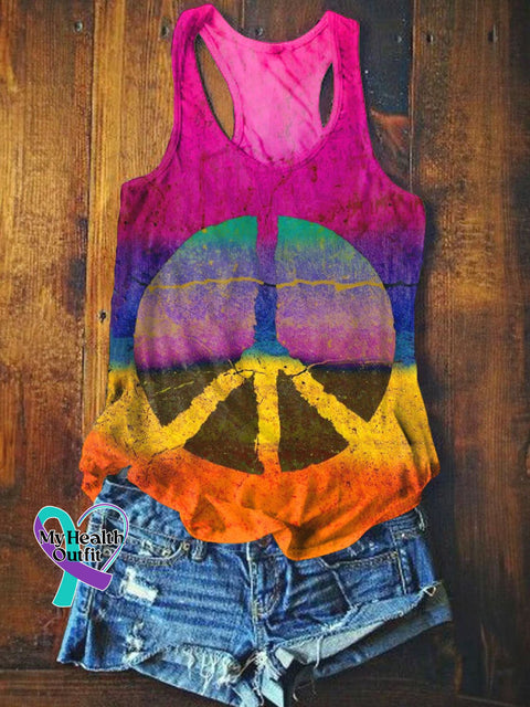 Gradient Hippie Art Print Tank Top Multicolor / S