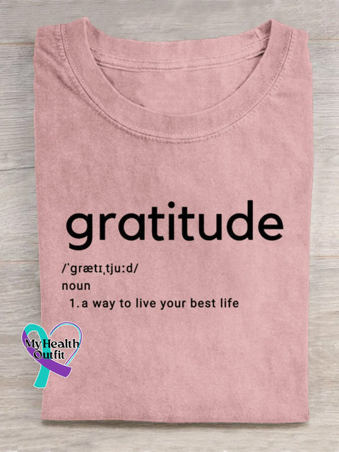 Gratitude Meaning Art Print Casual T-Shirt Pink / S