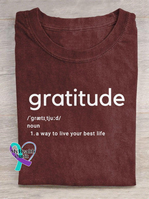 Gratitude Meaning Art Print Casual T-Shirt Red / S