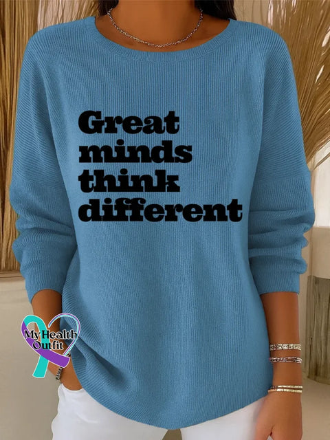 Great Minds Think Different Art Print Casual Pullover Sweater Blue / S