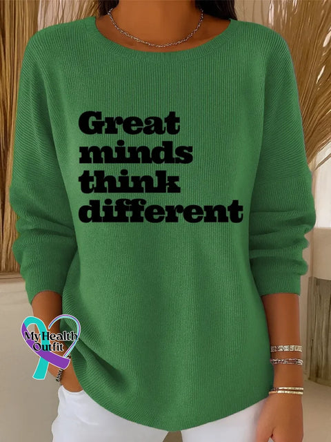 Great Minds Think Different Art Print Casual Pullover Sweater Green / S