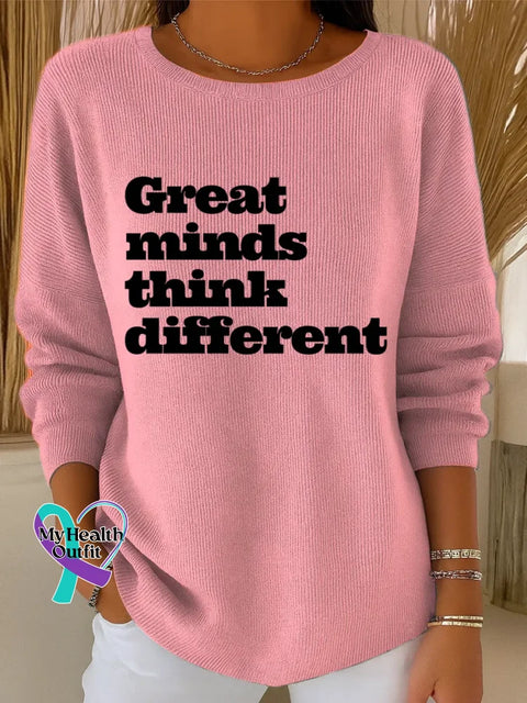 Great Minds Think Different Art Print Casual Pullover Sweater Pink / S