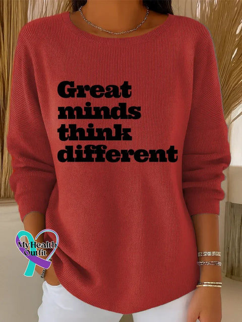 Great Minds Think Different Art Print Casual Pullover Sweater Red / S