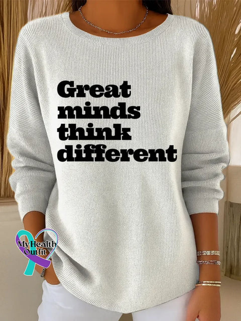 Great Minds Think Different Art Print Casual Pullover Sweater White / S