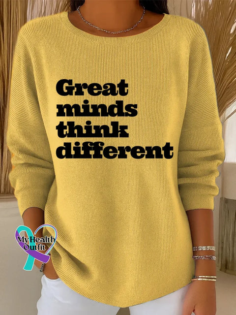 Great Minds Think Different Art Print Casual Pullover Sweater Yellow / S