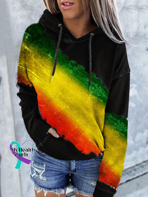 Green Red Yellow Gradient Hoodie Black / S Reggae