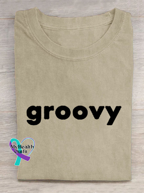 Groovy Casual Round Neck T-Shirt Apricot / S
