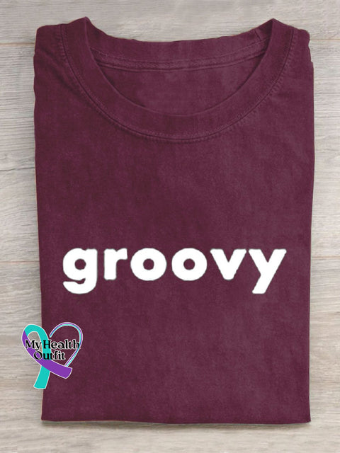 Groovy Casual Round Neck T-Shirt Claret / S