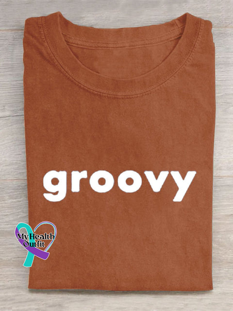 Groovy Casual Round Neck T-Shirt Pumpkincolor / S