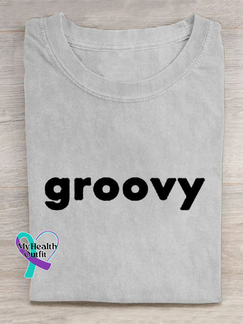 Groovy Casual Round Neck T-Shirt White / S