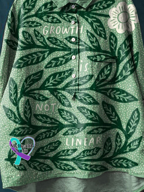 Growth Not Linear Art Print Casual Cotton And Linen Shirt