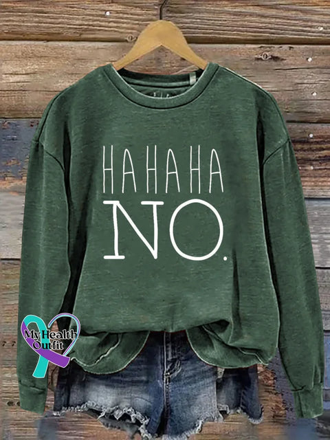 Hahaha No Print Casual Sweatshirt Green / S
