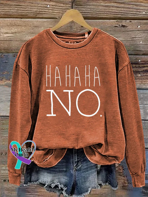 Hahaha No Print Casual Sweatshirt Orange / S