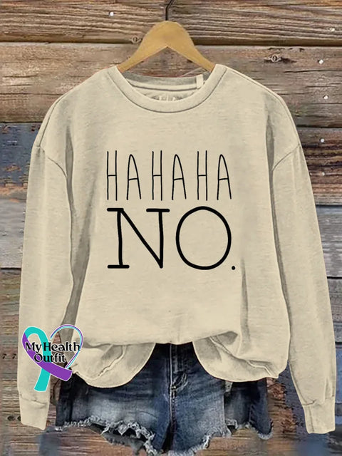 Hahaha No Print Casual Sweatshirt Sand / S