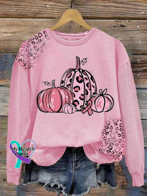 Halloween Pumpkin Pink Breast Cancer Awareness Casual Sweatshirt / S
