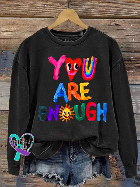 Hand-Painted Art Inspiration Letter Print Casual Sweatshirt Black / S