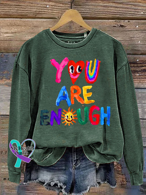 Hand-Painted Art Inspiration Letter Print Casual Sweatshirt Green / S