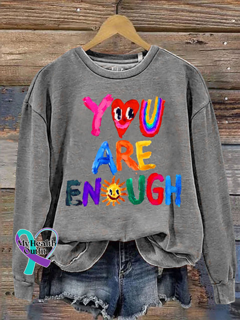 Hand-Painted Art Inspiration Letter Print Casual Sweatshirt Grey / S