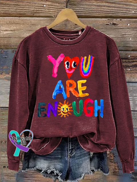 Hand-Painted Art Inspiration Letter Print Casual Sweatshirt Maroon / S