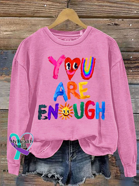 Hand-Painted Art Inspiration Letter Print Casual Sweatshirt Pink / S