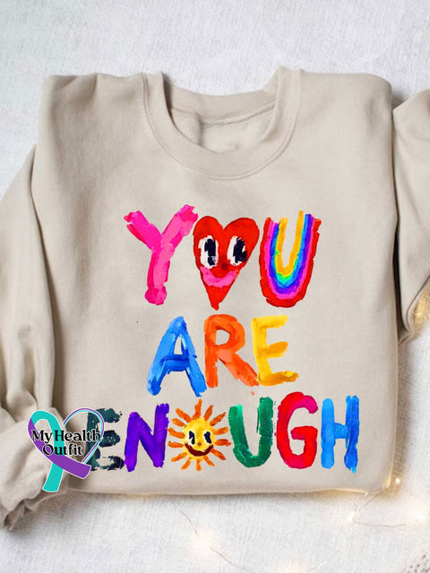 Hand-Painted Art Inspiration Letter Print Casual Sweatshirt Sand / S