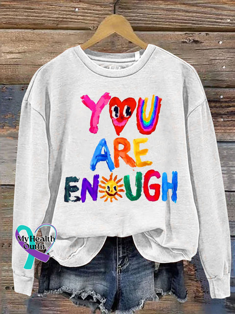 Hand-Painted Art Inspiration Letter Print Casual Sweatshirt White / S
