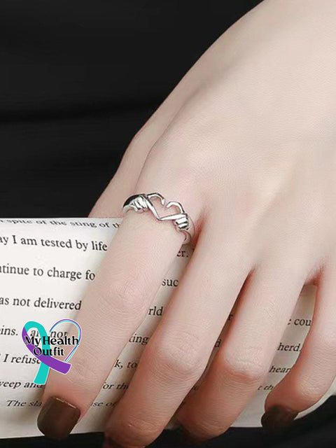Hands Heart Opening Simple Romantic Open Ring