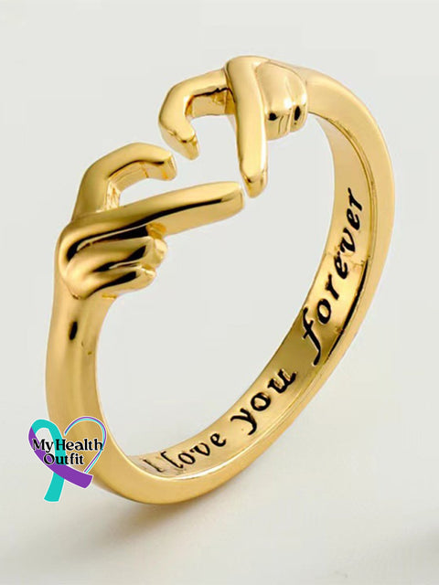 Hands Heart Opening Simple Romantic Open Ring Gold / One Size