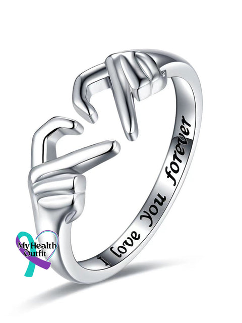 Hands Heart Opening Simple Romantic Open Ring Silver / One Size