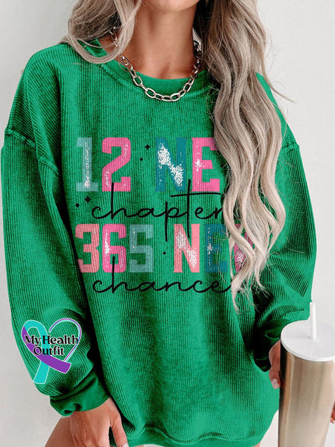 Happy New Year 2025 12 Chapters 365 Women’s Casual Print Corduroy Sweatshirt Green / S
