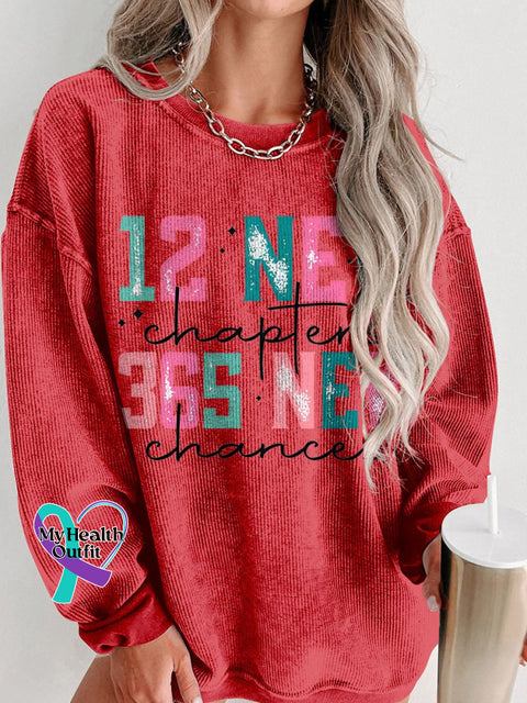 Happy New Year 2025 12 Chapters 365 Women’s Casual Print Corduroy Sweatshirt Red / S