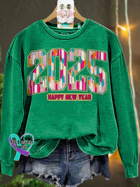 Happy New Year 2025 Casual Sweatshirt Green / S