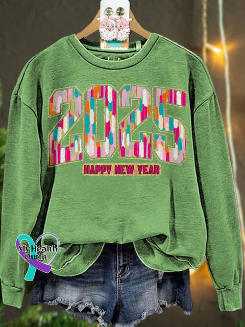 Happy New Year 2025 Casual Sweatshirt Lightgreen / S