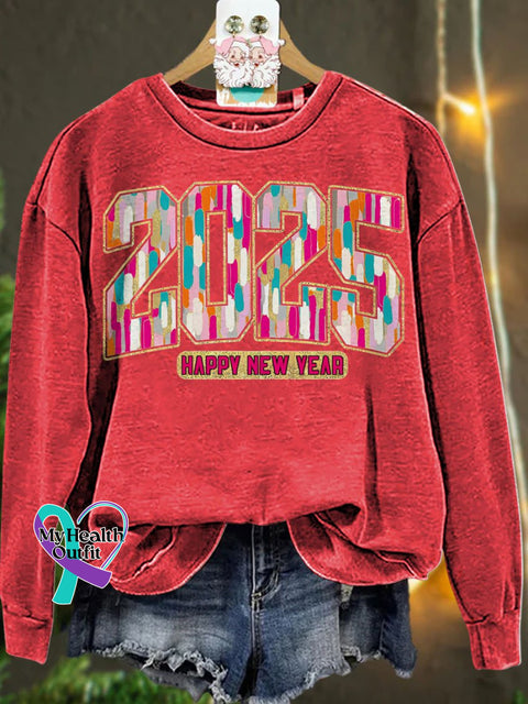 Happy New Year 2025 Casual Sweatshirt Red / S