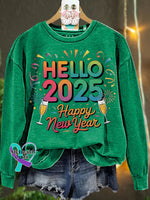 Happy New Year 2025 Sublimation Casual Sweatshirt Green / S