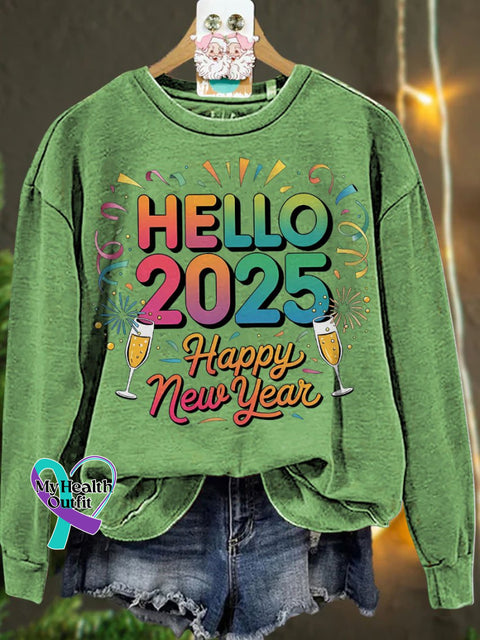 Happy New Year 2025 Sublimation Casual Sweatshirt Lightgreen / S