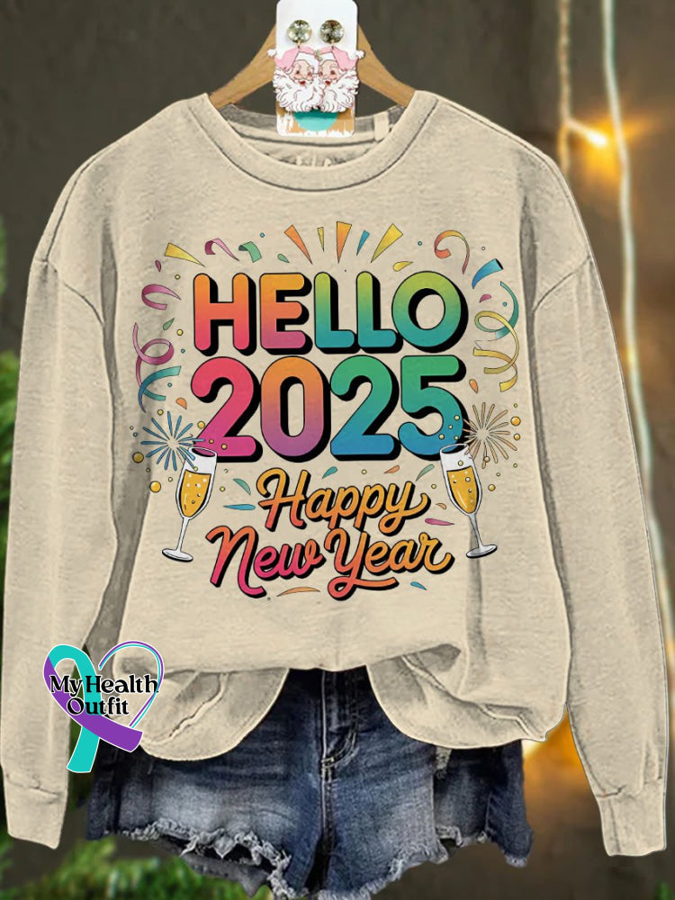 Happy New Year 2025 Sublimation Casual Sweatshirt Sand / S