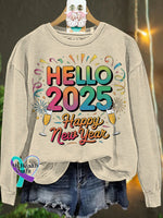Happy New Year 2025 Sublimation Casual Sweatshirt Sand / S