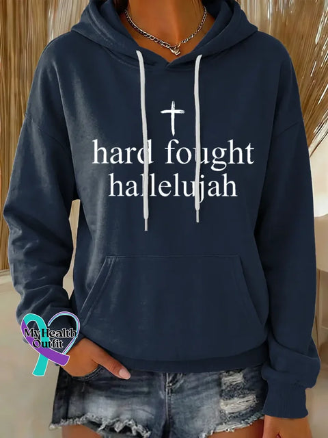 Hard Fought Hallelujah Casual Hoodie Sweatshirt Blue / S