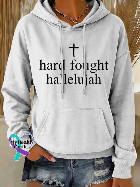 Hard Fought Hallelujah Casual Hoodie Sweatshirt White / S