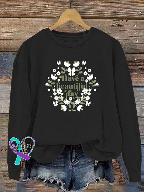 Have a Beautiful Day Long Sleeve Crew Neck Casual Sweatshirt Black / S