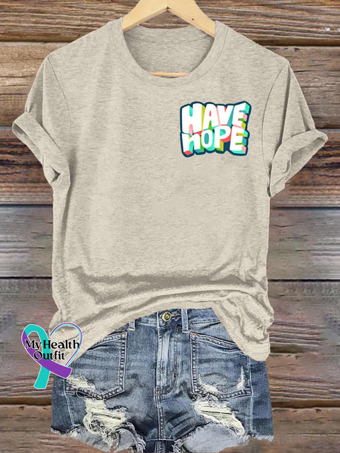 Have Hope Printed Casual Crew Neck Short Sleeve T-Shirt Beige / S