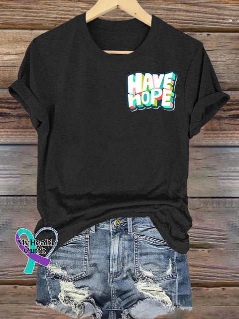 Have Hope Printed Casual Crew Neck Short Sleeve T-Shirt Black / S