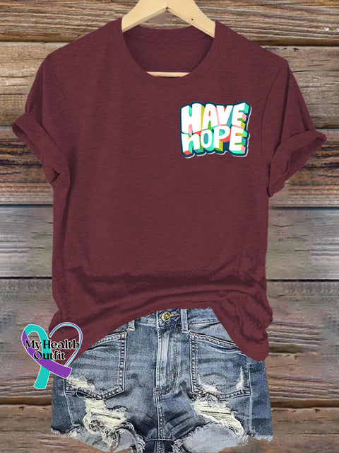 Have Hope Printed Casual Crew Neck Short Sleeve T-Shirt Brown / S
