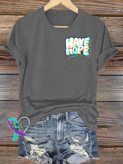 Have Hope Printed Casual Crew Neck Short Sleeve T-Shirt Grey / S
