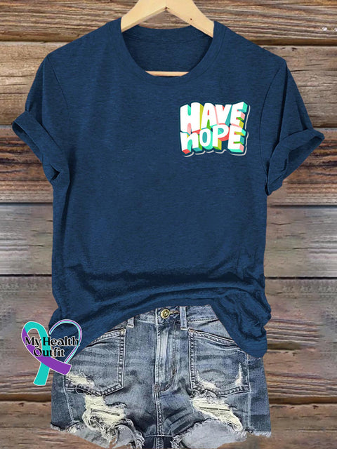 Have Hope Printed Casual Crew Neck Short Sleeve T-Shirt NavyBlue / S